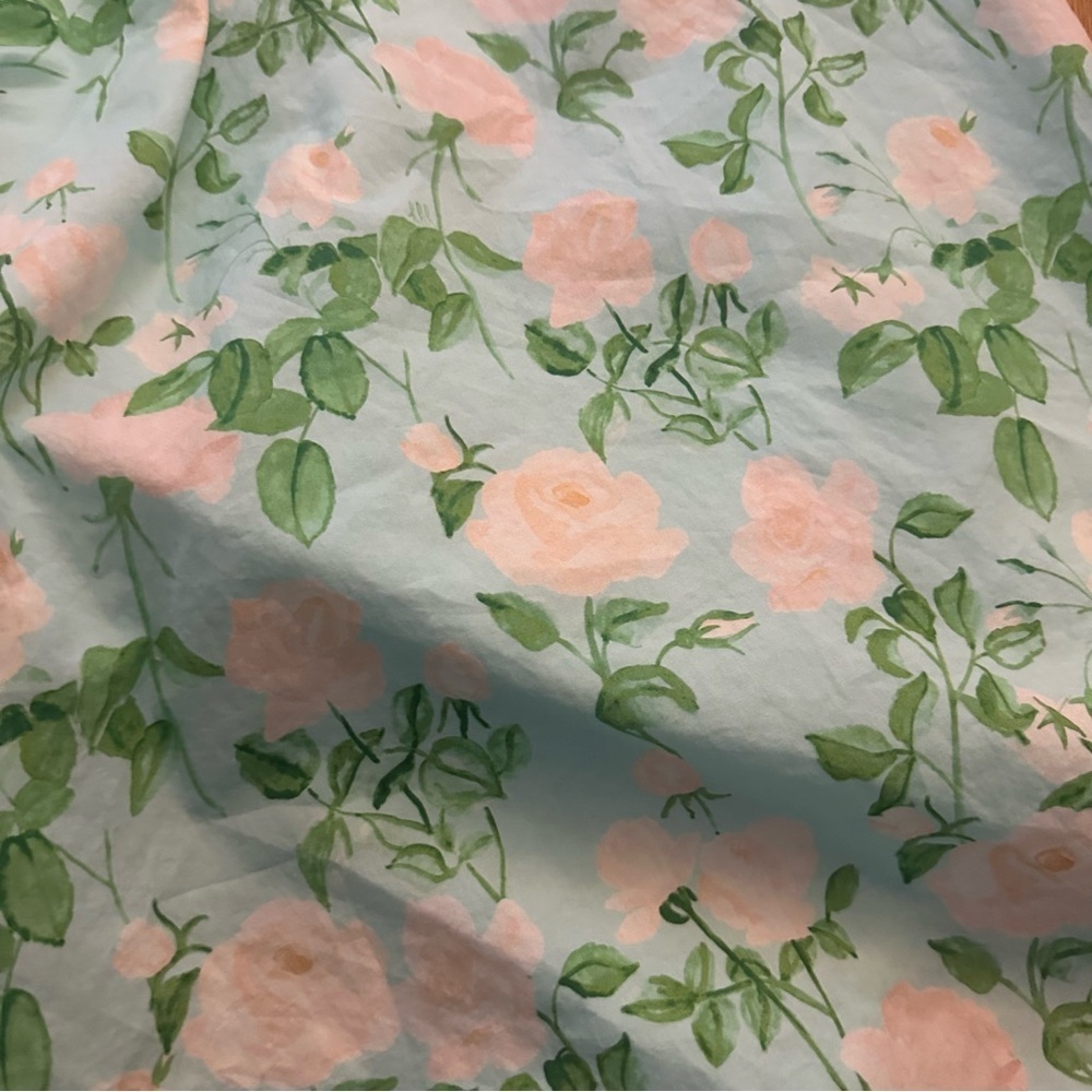 Hill House green Floral Dress size small unlined sleeveless cotton side pockets - Picture 2 of 9